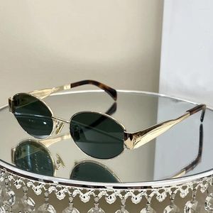 Güneş Gözlüğü Kadın/Erkekler Klasik Küçük Çerçeve Oval Gradient Marka Tasarımcı Alaşım Aynası Moda Şeffaf Gözlük