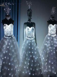 LED gelinlik aydınlık takım elbise hafif giyim parlayan düğün etek kadınlar için led kanatlar balo salonu dans elbisesi7093793