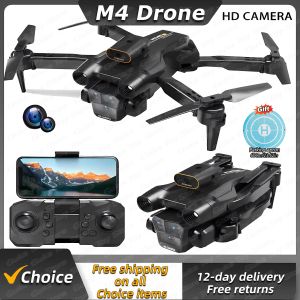 Drone M4 Drone 4K Profesinal Geniş Üçlü HD Kamera Katlanabilir Uygulama Uzaktan Kumanda Helikopteri WiFi FPV Yükseklik Tut Önlük Satış