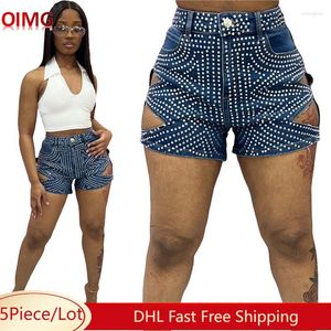 Women's Shorts 5 Bulk Denim Summer Women Retro Diamonds Jeans High Waist Stretchy Hollow Out Ripped Distressed 10963