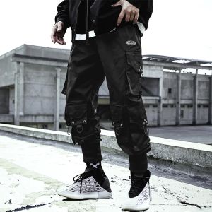 Sweatpants Black Cargo Pants Men joggar Sweatpants mode streetwear herrar kläd trendiga casual byxor man multipocket löst byxor