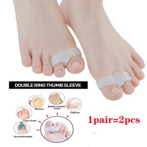 Tratamento 1 par de Kapmore Toe Separator 2 buracos silicone mole elástica de dedão espacador dedo alisador unhas Separador de dedos para adulto