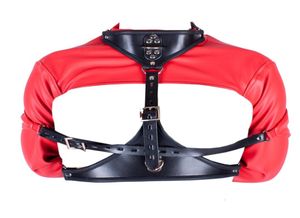 Vuxen spel pu läder handhandskar bondage begränsningar krage sexig bröstbärande outfit erotisk kvinnlig straitjacka vuxna produkter7848321