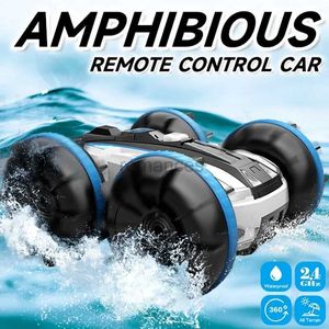 Electric/RC Car 2.4G Amfibious Stunt Remote Control Vehicle Double Sided Tumbling Climbing RC Stunt Car Childrens Electric Toy Christmas Gifts 240424