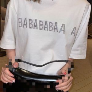 温水ダイヤモンドデザイナーレディースTシャツファッションTシャツ女性用高品質の綿丸いネックティー汎用カジュアルショートスリーブTシャツ女性夏の服