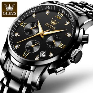 Watches Olevs Men Watches Brand Waterproof Calendar Diver Watch Quartz Movement Fashion Multifunction Wrist Watch for Replica