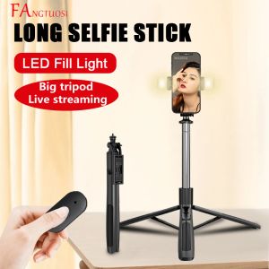 Sticks FANGTUOSI New Wireless bluetooth selfie stick foldable Big tripod With Remote shutter For Camera Phone For selfie live streaming