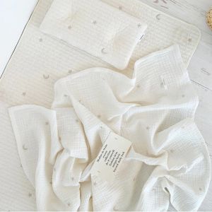 Camisas Baby Clanta de algodão Organic Muslin Swaddle Wrap Bath Toalha Recém -nascido recebendo manta Quilt meninos meninas