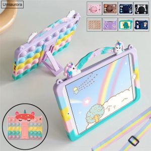 Caso Cartoon Unicorn Kids Bubble Case para iPad 10th Gen Air 2 3 4 5 10,9 2022 7th 8th 9 10,2 mini 6 9,7 Pro 11 comprimido Tampa de silício