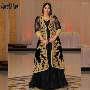 Party Dresses Formal Kosovo Black Evening For Women Wedding Long Sleeve Velvet Lace Applique Albanian Prom Dress Robe de Mariage