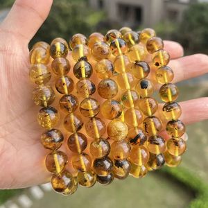 8mm 13mm Green Amber Armband Partihandel DIY Original Gift Baltic Stone Plant Round Pärlor Naturliga äkta smycken 240402