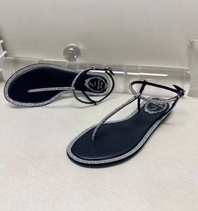 Summer Brand Renes Cleo Crystal Sandals Shoes Nappa Satin Flip Flop Caovillas Spiral Wraps Thong Gladiator Sandalias Wedding,Party,Dress,Evening 0856