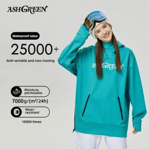 Лыжные куртки ашгрин с плюшем для мужчин и женщин 2023 Новый профессиональный водонепроницаемый и ветропроличный топ -лыжный оборудование модность