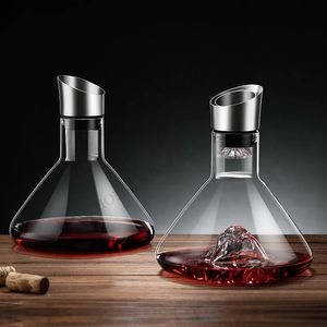 1500ml buzdağı viski şarap dekantter el yapımı kurşunsuz kristal pourer sürahi kalınlaştırılmış dağıtıcı pot bar aksesuarları 240419