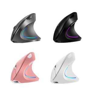 Topi Wireless ergonomico mouse verticale verticale topo da gioco ricaricabile 2400 dpi USB ottico 5d rosa Mause con luce RGB per giocatore mouse