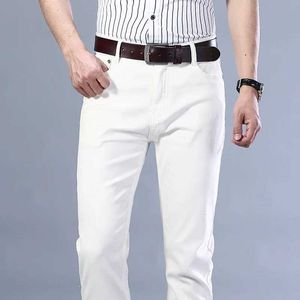 Men's Jeans Mens White Stretch Jeans Spring Summer New Classic Business Casual Cotton Slim Denim Pants Male Brand Clothing Trousers 240423