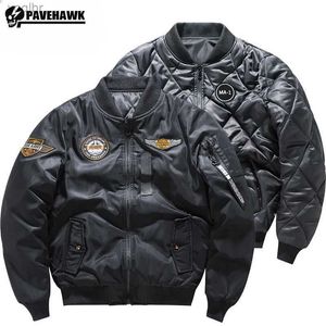 Herrjackor Air Force Ma1 Pilot Bomullsjacka Mens Dubbelsidig bokstav broderad tjock bombplan Retro Trendig militär baseball shirtl2404