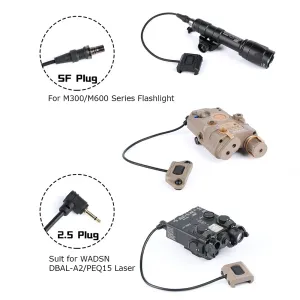 Luzes Tactical ModButton Remote Pressure Switch MLOK Keymod 20mm Rail para M300 M600 Surefir lanterna DBala2 PEQ15 Swicths