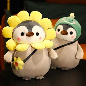 Bambole peluche 25 cm Kawaii Penguin giocattoli peluche adorabile Penguin si svolge in bambole di fiori di floreali di dinosauro ripieno di bambini morbidi per bambini regalo per bambini