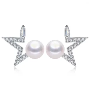 Stud Earrings Fashion S925 Sterling Silver Natural Pearl Stars Real Freshwater Pearls For Women's Design Personality
