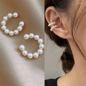 Studörhängen Pearl Ear Cuff Clip Icke-piercing Ben C-formad ring utan punktering Minimalist för kvinnor mode smycken