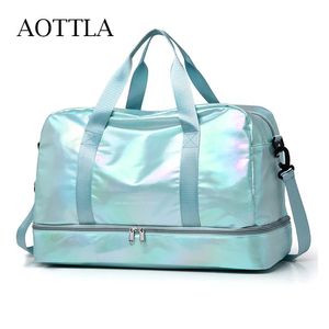 Aottla Womens Travel Bag stor kapacitet handväska axelväska casual crossbody bagage väska torr våt separation sport fitness väska 240423
