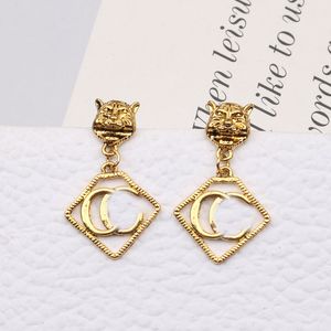 18k Gold Plated 925 Silver Tiger Designers varumärke Letters Ear Stud örhängen Sier Geometric Women Circle Crystal Rhinestone Pearl Earring Jewerlry Birthday Love Gift Gift