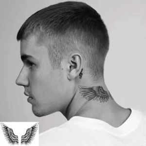 Tattoos New Neck Wing Temporary Tattoo Sticker Men And Women Waterproof Black Lasting Fake Tattoo Demon Angel Body Art Tattoo Sticker