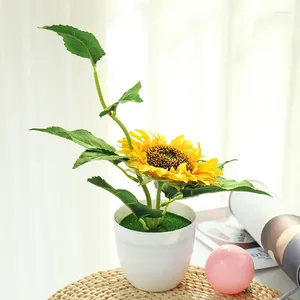 Dekorativa blommor konstgjorda solrosor små bonsai simulerade kreativa dekorationer simulering växter real potted prydnad