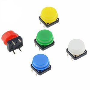 Interruptor de botão tátil de 20pcs Momentary 12/12/7.3mm Micro Switch Button + 25pcs tampa de tato (5 cores) para interruptor Arduino