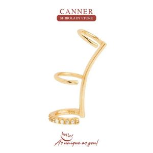 Orecchini Canner 1pc3 Piani 925 Orero d'argento sterling per donne a orecchio sinistro Piercing Gioielli per la festa di nozze Aretes de Mujer 18K oro