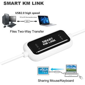 Möss USB 2.0 PC till PC Sync Data Link Mouse Tangentbord Dela Smart KM Link Net Direct File Transfer Bridge Windows Copy Cable Kabel