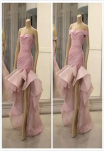 ASO EBI 2019 Arabskie stylowe różowe sukienki wieczorowe ukochane syrena organza sukienki na bal