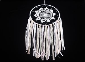 White Handmade Macrame Dream Catcher Wall Hanging Home Car Decor Ornament Hoop Feather Dreamcatcher Hanging Craft Decorative9610154