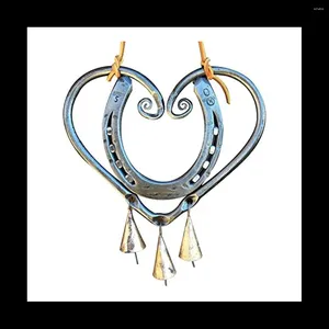 Decorative Figurines Lucky Love Wind Chime Metal Heart-Shaped Horseshoe Chimes Garden Home Decoration