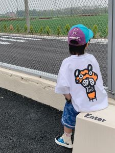 Tees Boys 'Tshirt半袖の子供を緩めるハーフスリーブボトムシャツ夏のトップタイドブランド子供服2022 New