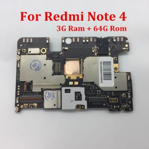 Obwody Globalne oprogramowanie główne płyty głównej Unlocked Owborowcy dla Xiaomi Redmi Note 4 Hongmi Note4 CPU MTK Helio x20 3+ 64GB