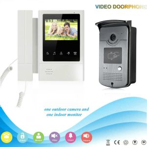 Dörrklockor Smartyiba Home Security Intercom 4.3''Inch Monitor Wired Video Door Phone Doorbell RFID Intercom System 1 Monitor 1 Camera Kit