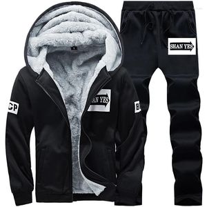 Men fleece Men Men Set Moda Brand Tracksuit forrado calça de moletom grossa de roupas esportivas