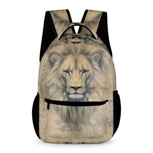 Ryggsäck lejon blyerts ritningsträning ryggsäckar pojke färgglada andningsbara gymnasieskålar nyhet ryggsäck