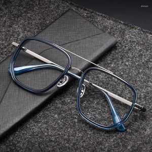Okulary przeciwsłoneczne ramy czyste tytanowe okulary rama okulary optyczne dla mężczyzn pełne obręcze kwadratowe okulary z recepty z przepisami okularami