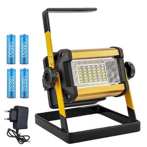 Floodlight 50W LED Spotlight Flood Light Outdoor Projector Reflektor Bouw Lampe Konstruktionslampe wiederaufladbare 18650 Batterien197l