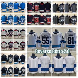 KOB 2022 Reverse Retro Hockey Trikots Grau 81 Kyle Connor 55 Mark Scheifele 26 Blake Wheeler 33 Dustin Byfuglien Heritage Classic Jersey