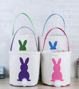 2022 Rabbit Ears Basket Party Supplies Easter Egg Basket Handväska Barn godispåse hink present Burlap förvaring Fast8744271