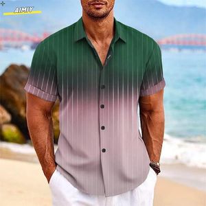 Men's Casual Shirts Hawaiian Shirt Blue Green Khaki Korean Outdoor Street Short Sleeves Print Clothing Apparel Fashion Designer Soft