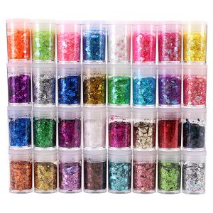 Glitter 32 Bottle/Set Nail Glitter paljetter Diy Handmade nagelkonst Makeup Drop Glue Kläder Dekorativ konst Mixing Glitter Powder