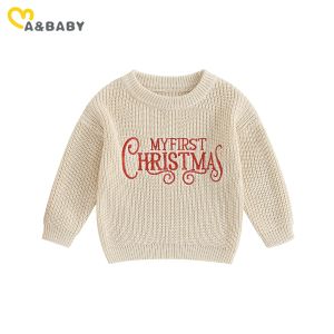 Pullover Mababy 624 m Weihnachten Neugeborene Kind Baby Jungen Kleidung Weihnachtskostüme Herbst Winter Langarm Brief Strickpullover Tops