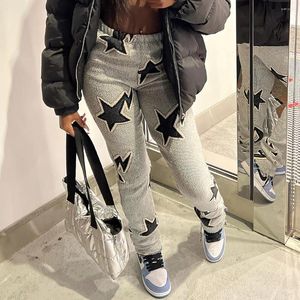 Spodnie damskie Vintage Star Printing Casual Women Autumn Thin Section Slim Straight Jogging Fashion Hip Hop Streetwear