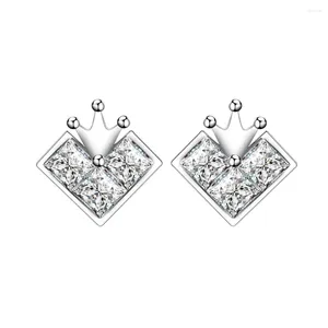 Brincos de garanhão Modelos Coroa Coração de 5 mm Princess Square High Carbon Diamond 925 Prata pequena e versátil