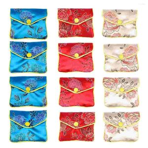 Torebki biżuterii Nuolux 12PCS Chińskie tradycyjne torba do haftu monety z monety Brocade (losowy styl i kolor)